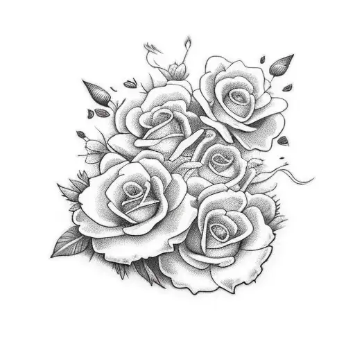 colibrí con flores tattoo design idea