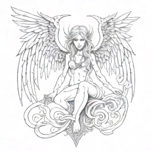 Evil angel tattoo design idea