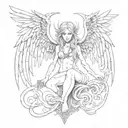 Evil angel tattoo design idea