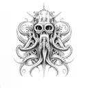 Davy Jones with Dutchman flying and kraken tattoo design idea