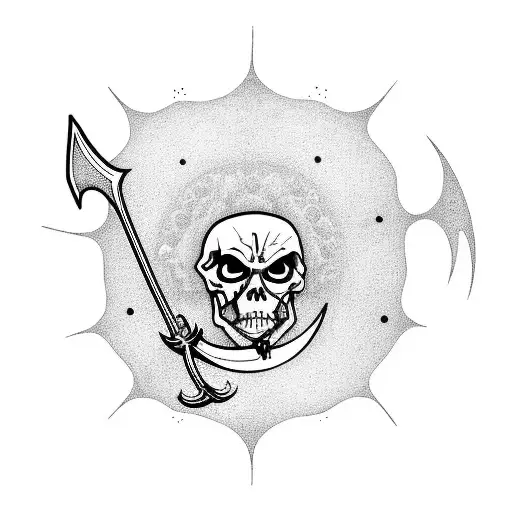 grim reaper ,the cresent moon, holding a scythe  tattoo design idea