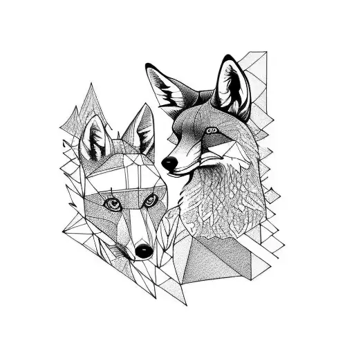 moose and fox tattoo design idea