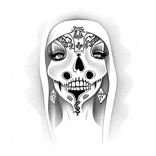 Virgin Mary as La Catrina  tattoo design idea