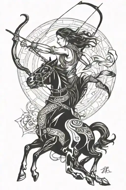 Sagittarius archer riding tattoo design idea