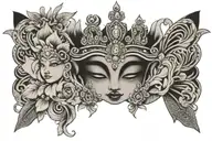 apsara crown surrounded tattoo design idea