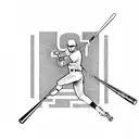 A baseball bat crossed with a money symbol, representing the client's love for baseball and wealth tattoo design idea