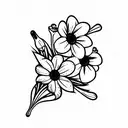 create a bouquet of flowers, using the carnation, daffodil, daisy, lily-of-the-valley and rose tattoo design idea