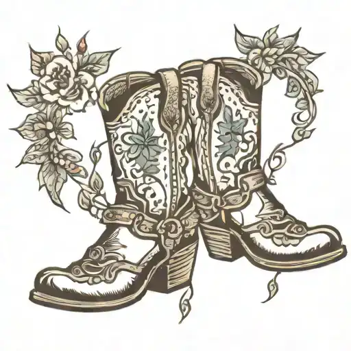 cowboy boots  tattoo design idea