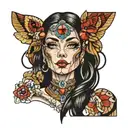 face with gems tattoo design idea