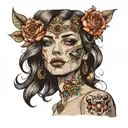 face with gems tattoo design idea