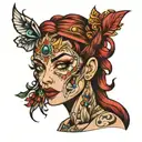face with gems tattoo design idea
