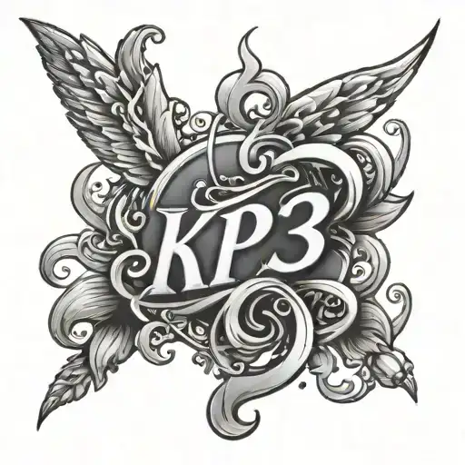 A tattoo design just with the phrase "KP3" with fire tattoo design idea