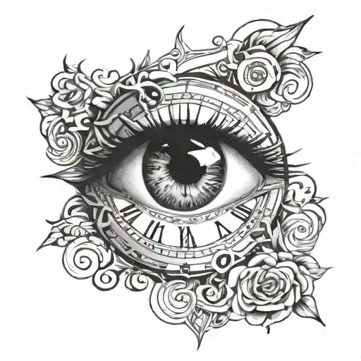 Eye and Clock tattoo design idea