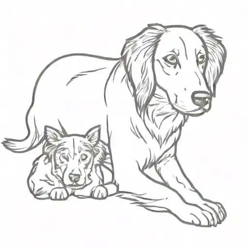 basset hound and border collie tattoo design idea