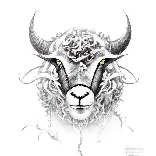 black sheep demonic tattoo design idea