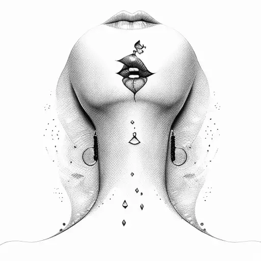 kissing lips on the neck and shoulder and back tattoo design idea
