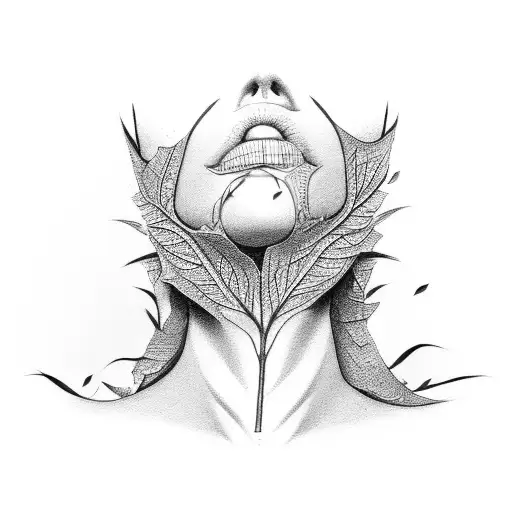 the mark that is leafy from lips kissing the neck and shoulder tattoo design idea