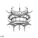 kissing lips tattoo design idea