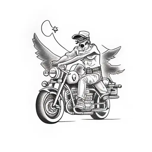 RIP with motorcycle a truck and a car tattoo design idea