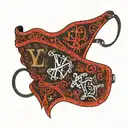 Louis Vuitton bandana mask red lettering tattoo design idea