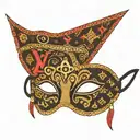 Louis Vuitton bandana mask red lettering tattoo design idea