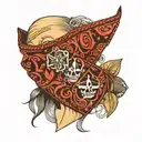 Louis Vuitton bandana mask red lettering tattoo design idea