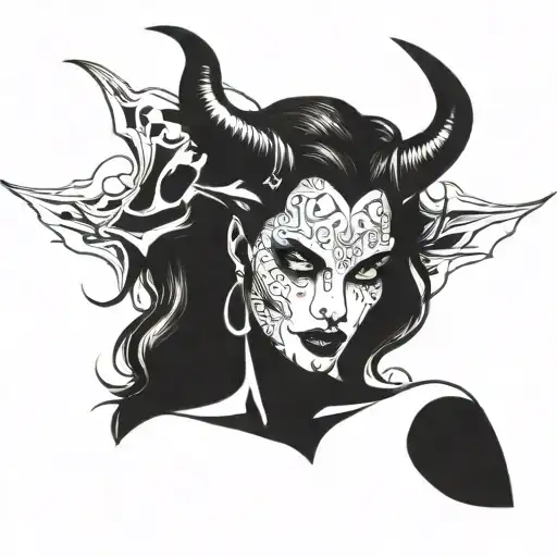 sexy nude devil girl  tattoo design idea