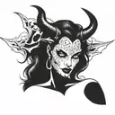 sexy nude devil girl  tattoo design idea