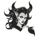 sexy nude devil girl  tattoo design idea