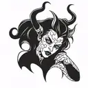 sexy nude devil girl  tattoo design idea