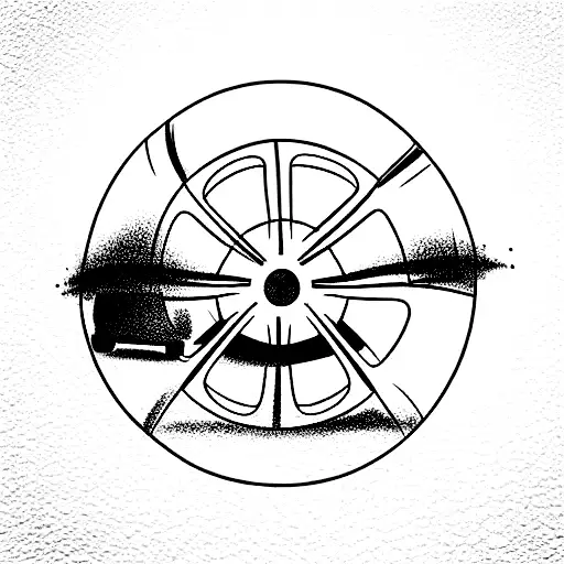 car wheels on a gravel road tattoo design idea