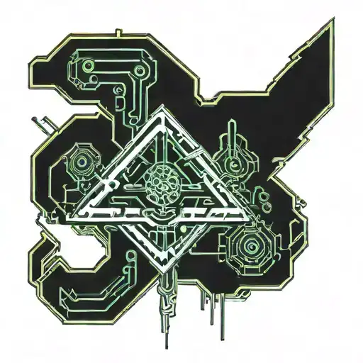 cyber sigilism tattoo with date: 1987 1998 2006 2009 tattoo design idea