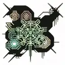 cyber sigilism tattoo with date: 1987 1998 2006 2009 tattoo design idea