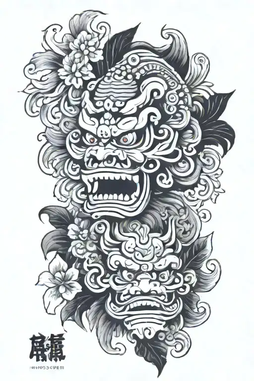 barong vs rangda bali cambodia tattoo design idea