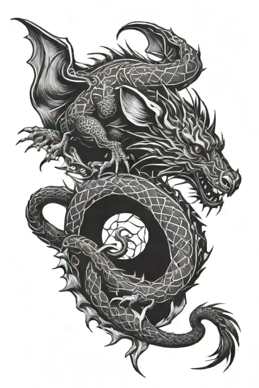 rat and dragon tattoo design idea