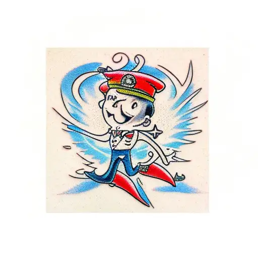 stickman jumping of a fence tattoo design idea