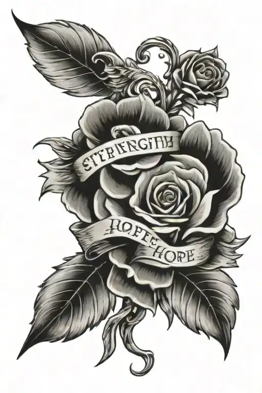 Strength, faith, hope and love tattoo design idea