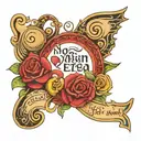 symbol for autism, with words that say "so let yourself be Ezra, we'll sing the words to your song" tattoo design idea