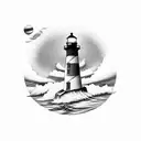 lighthouse with spinning top inception tattoo design idea
