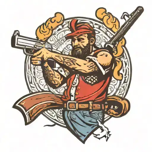 hatchet man holding ak 47 tattoo design idea