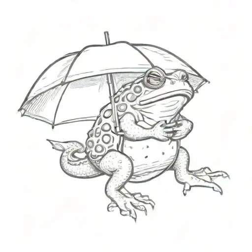 toad standing on two legs  and holding an umbrella tattoo design idea