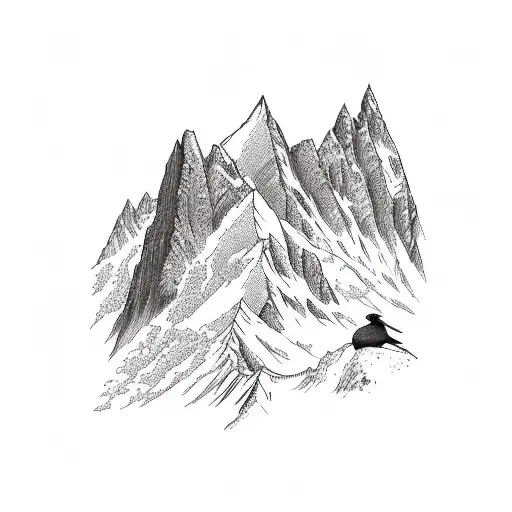 mountains, birds and climbing tattoo design idea