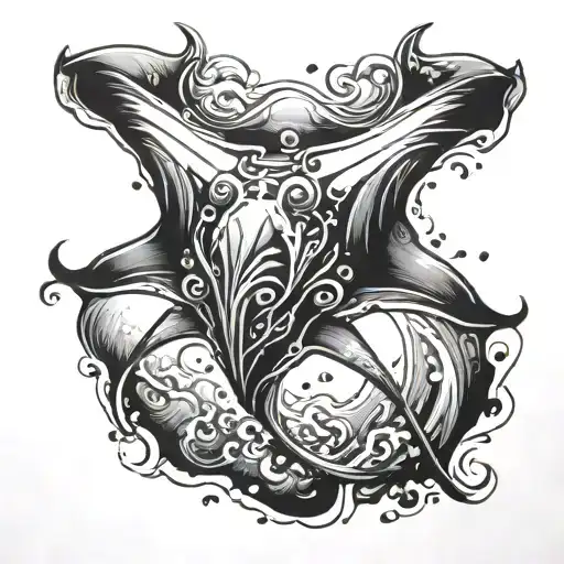 manta ray floating tattoo design idea