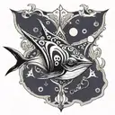 manta ray floating tattoo design idea