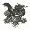 A celestial-themed bike tattoo with your daughters' names integrated into the design tattoo design idea