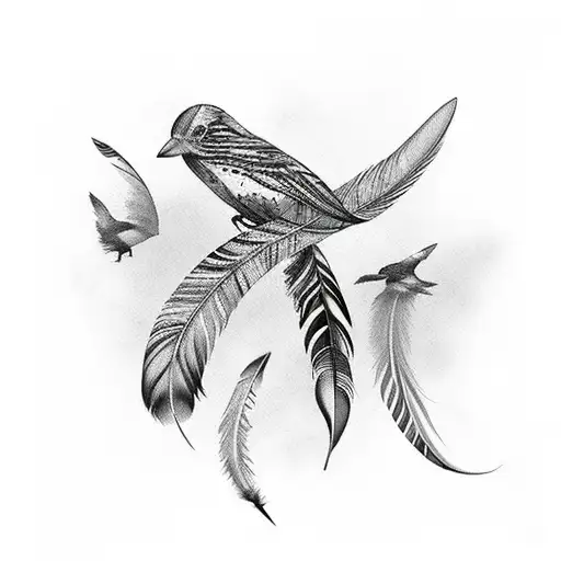 feather that fades into birds tattoo design idea