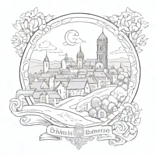Swabian crest and Heilbronn skyline  tattoo design idea
