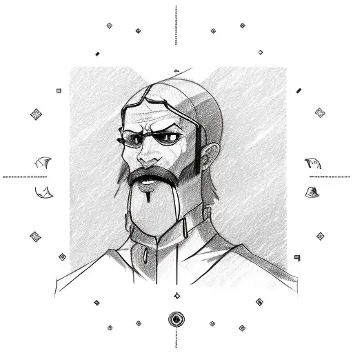 A sketch of a professor with a transmutation circle on their hand tattoo design idea