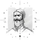 A sketch of a professor with a transmutation circle on their hand tattoo design idea