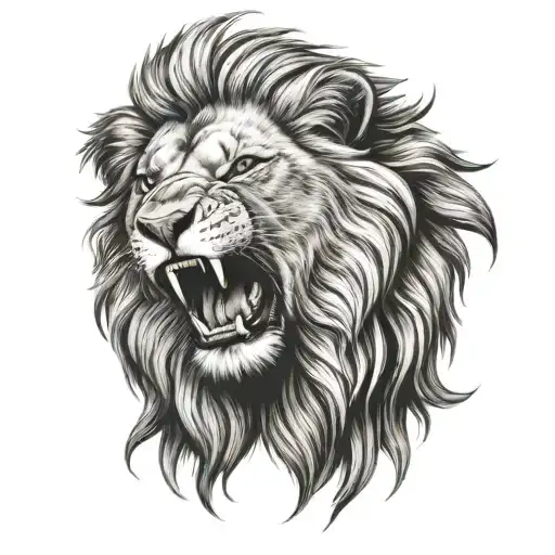 Lion roaring crown made tattoo design idea